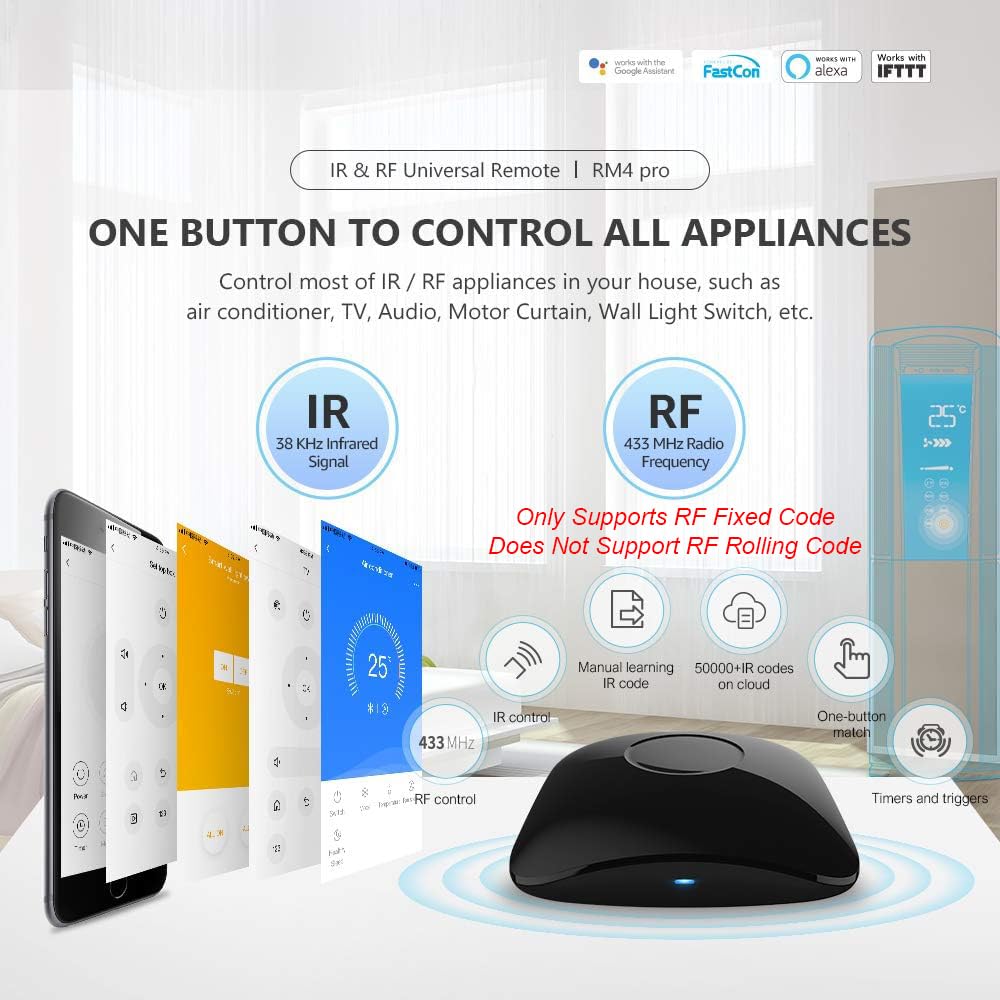 BroadLink supports 433 MHz RF curtains and motors.