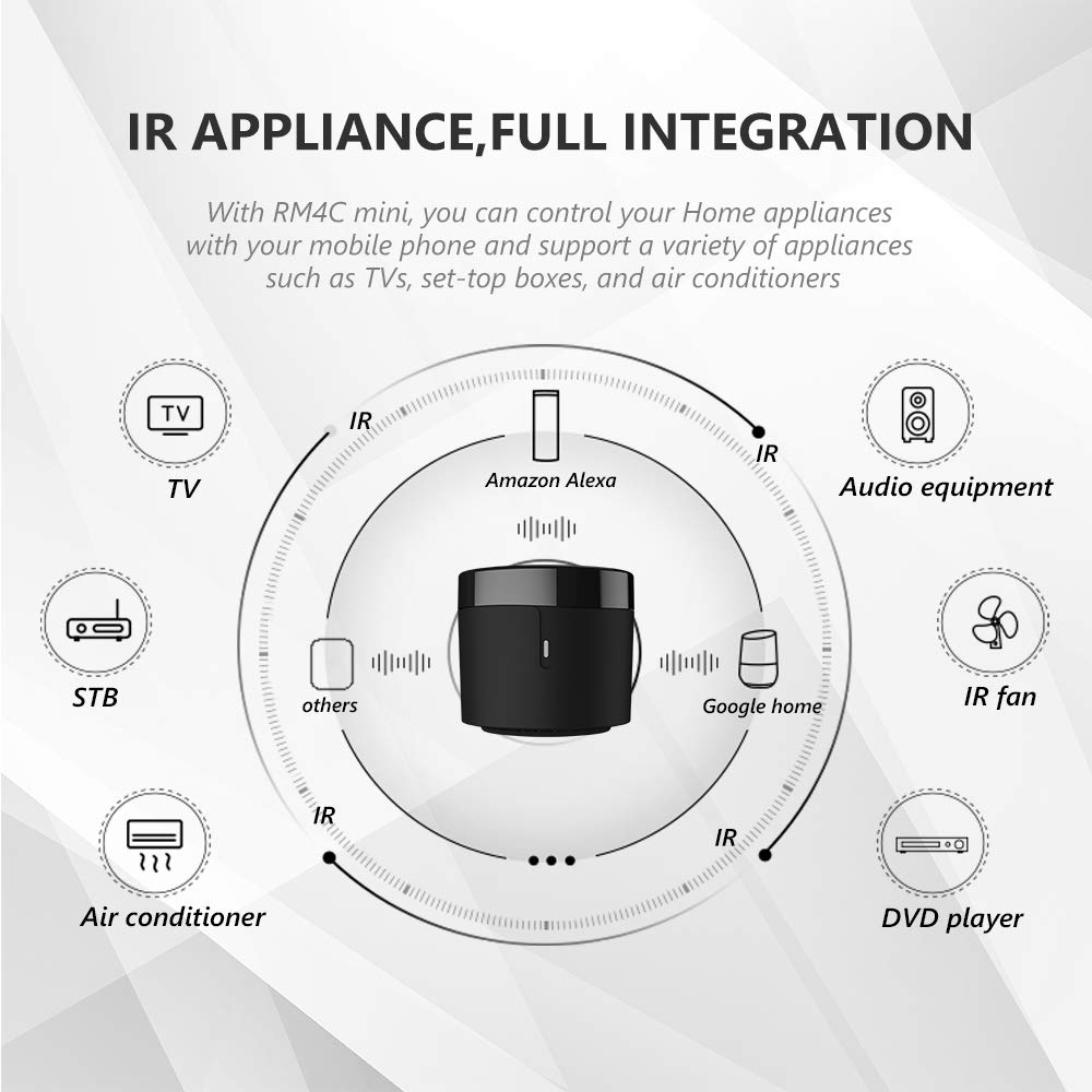 BroadLink RM4 Mini learning remote captures your original IR signals.