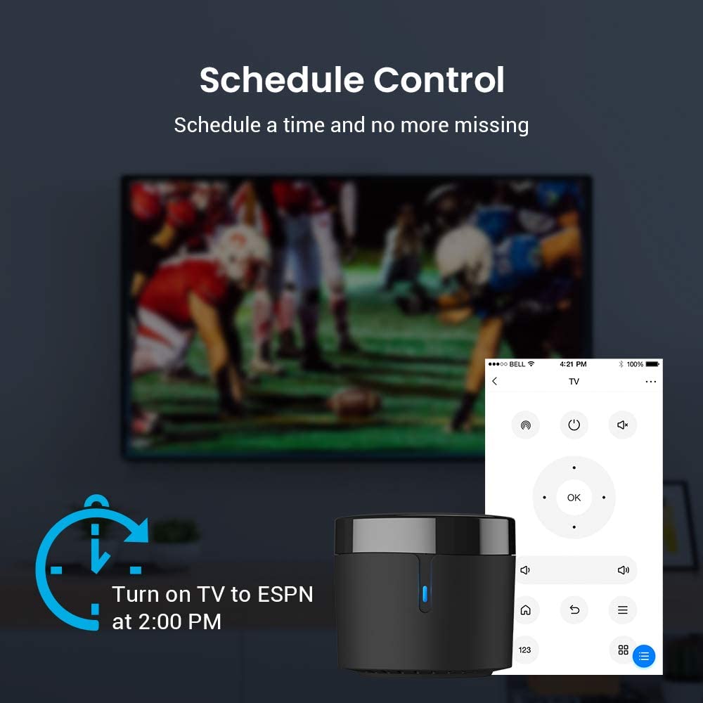 BroadLink RM4mini compatibility with streaming devices in living room.