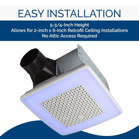 Broan-NuTone AER110RGBL Bluetooth app control for lighting and fan.