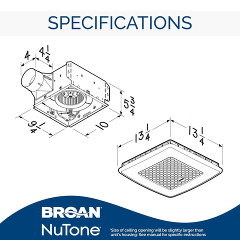 Broan-NuTone AER110RGBL 110 CFM ventilation quietly clears foggy mirrors.