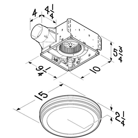 Broan-NuTone AER80LWH in-ceiling installation shows seamless ceiling integration.