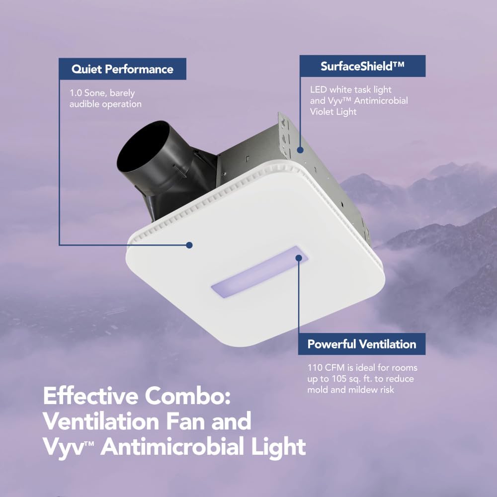 Broan-NuTone AR110LKVV surface-shield violet light mode for surface protection