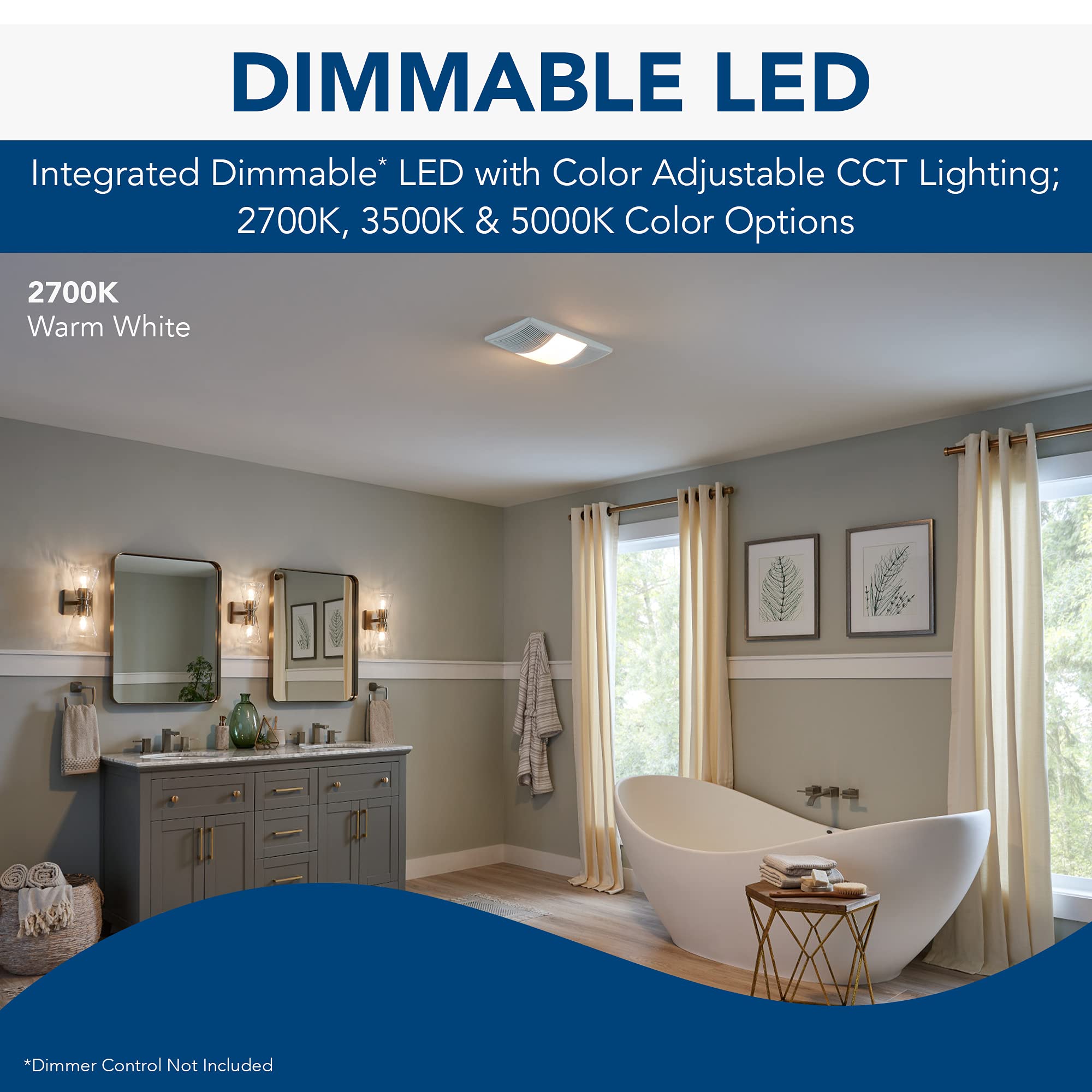 Warm white 2700K setting by vanity for cozy morning routines.