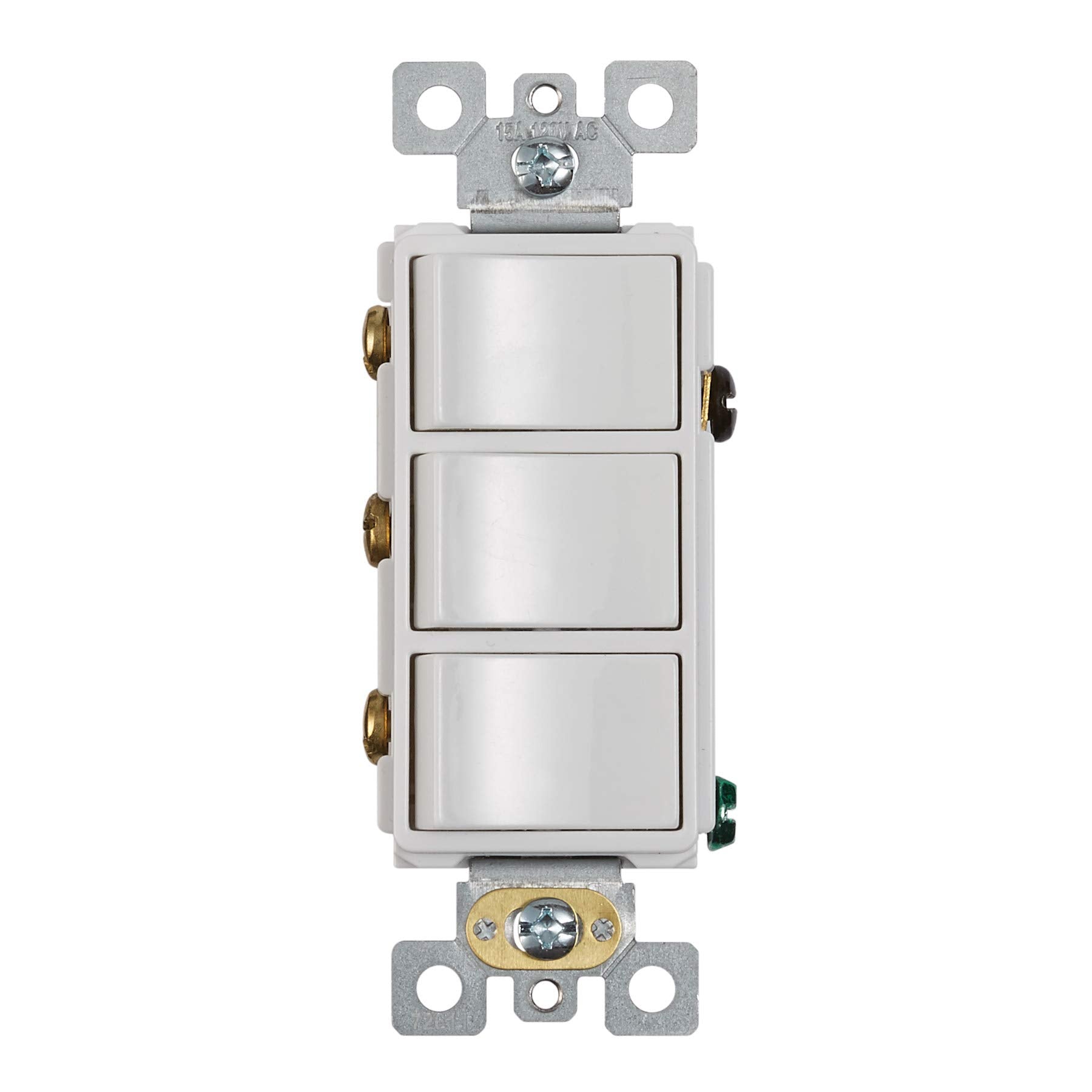 Broan-NuTone P3RW three rocker switch for bathroom fan control.