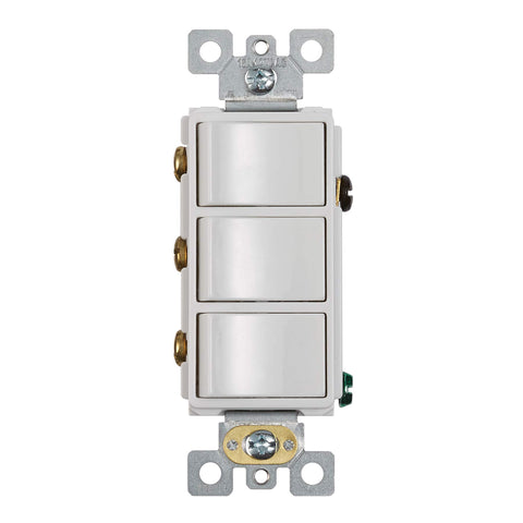 Broan-NuTone P3RW three rocker switch for bathroom fan control.