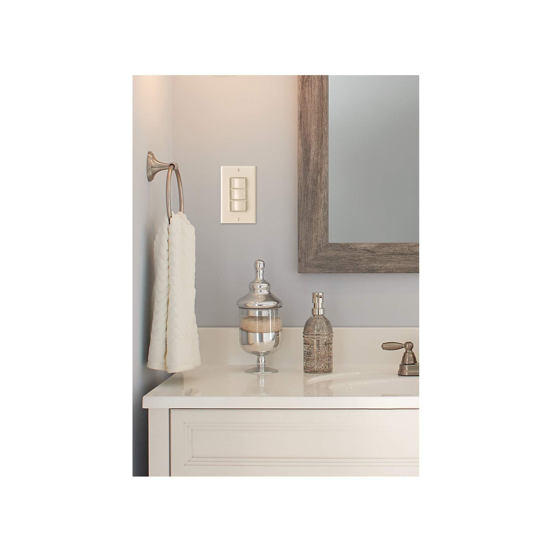 Broan-NuTone P3RW white decorator style blends with existing switches.