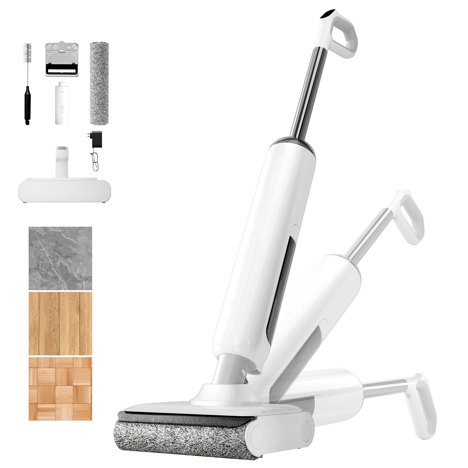BROBIG A30-Air Wet-Dry Vacuum Mop shows 180° lie-flat reach for easy cleaning.