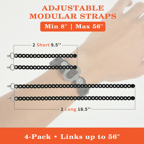 Brolena modular straps two short and two long shown for everyday and outdoor use.