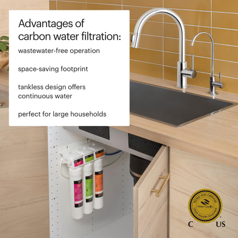 Chrome designer faucet adds a sleek look to your kitchen