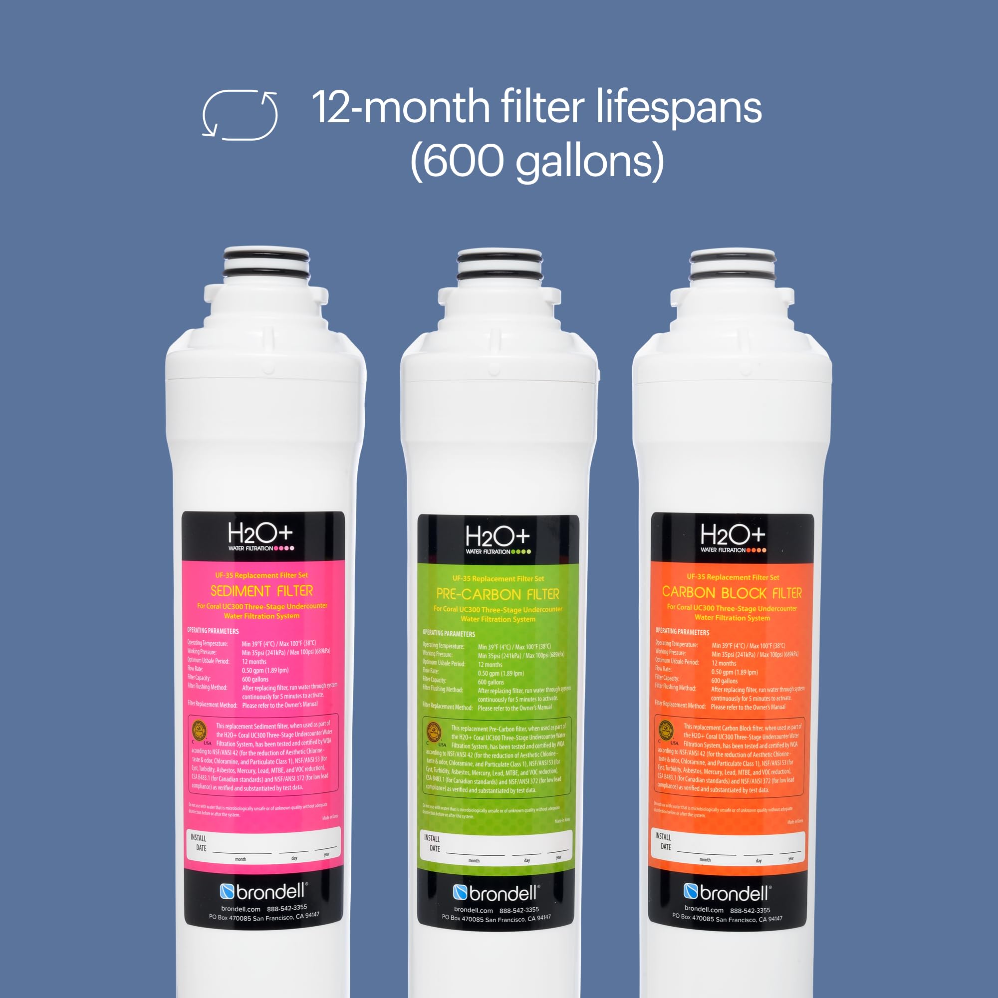 NSF and CSA verified compliance marks on the Coral UC300