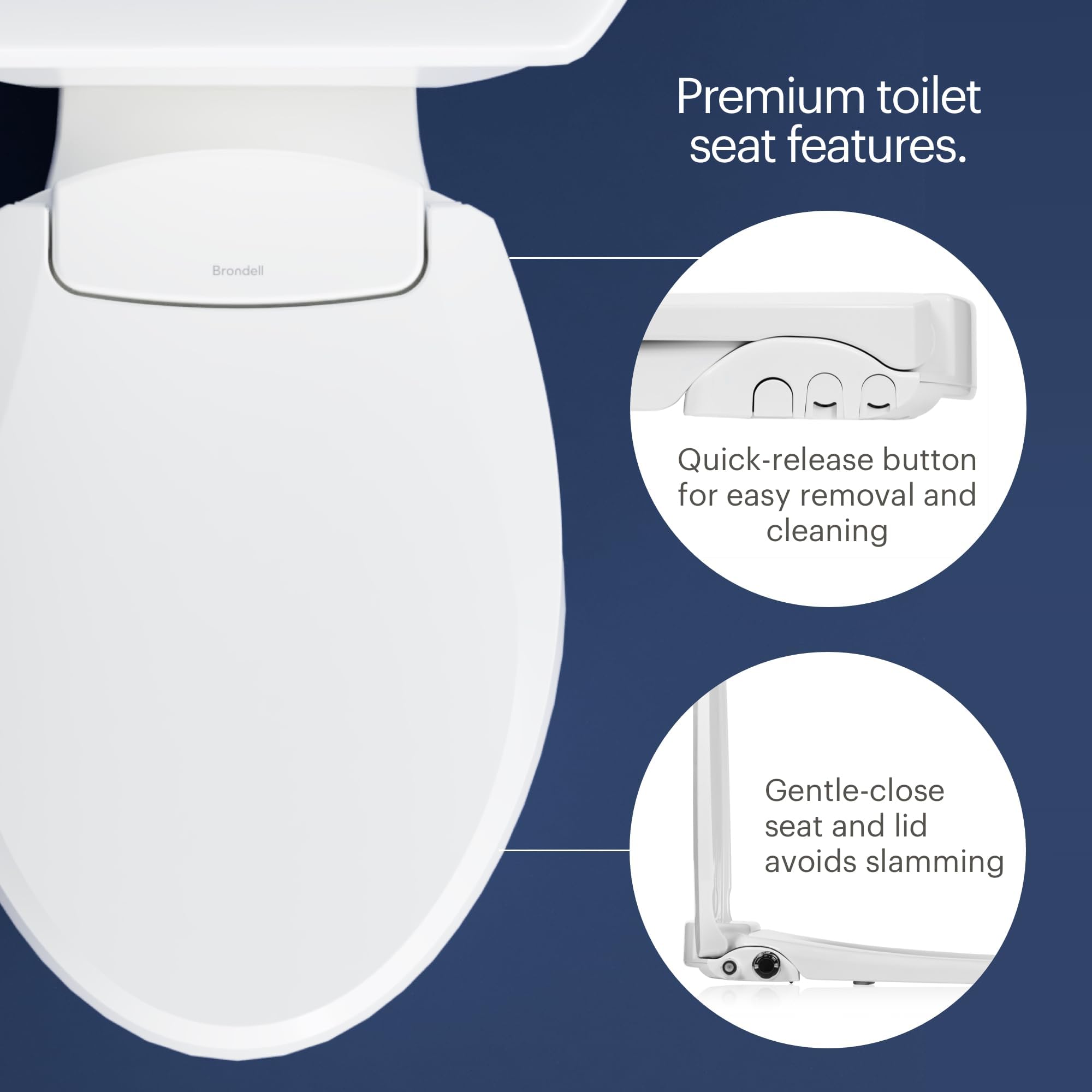 Brondell Ecoseat white seat closeup shows sleek modern design