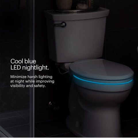 Brondell LumaWarm blue LED night light guides late-night visits.