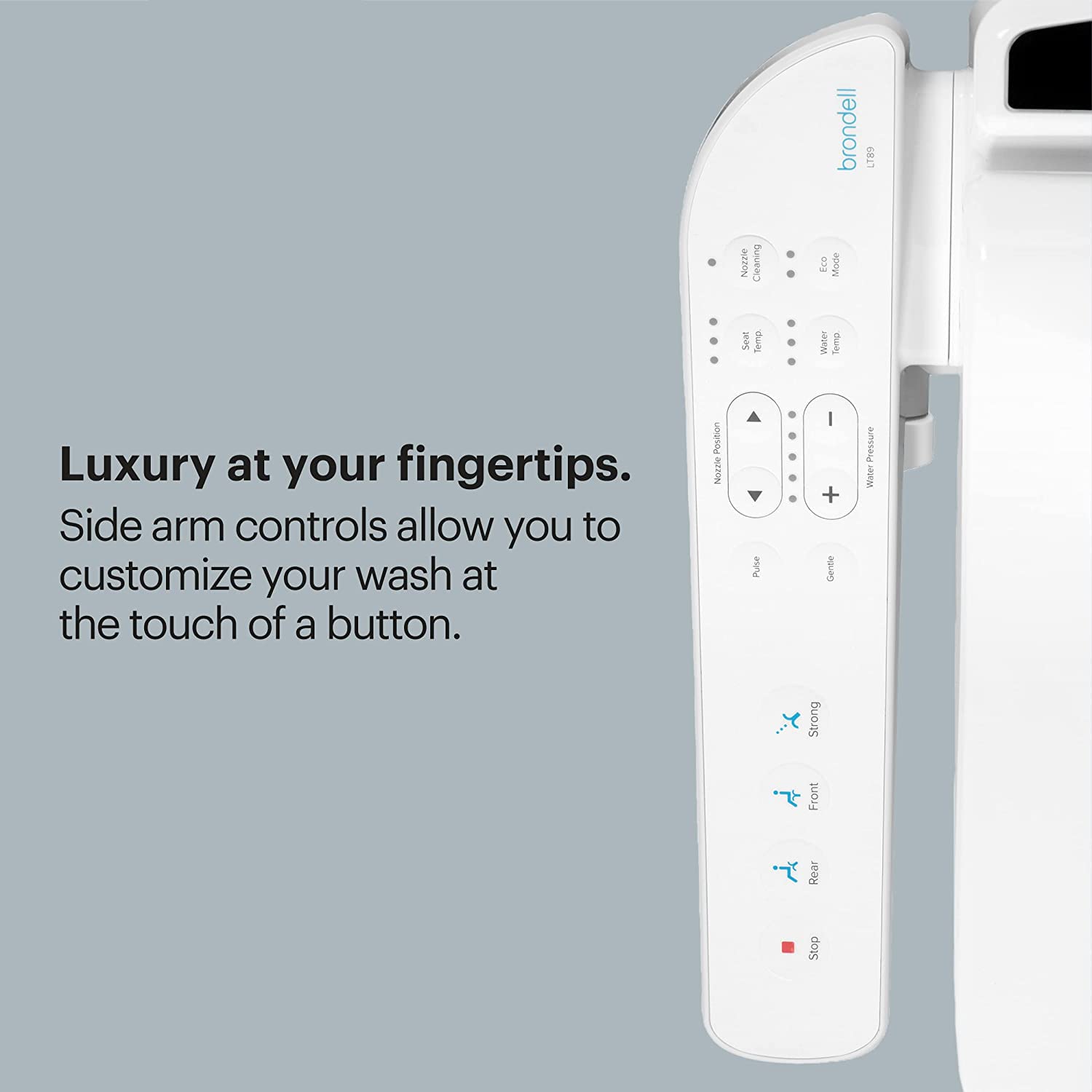 Brondell LT89 five nozzle positions for personalized cleaning