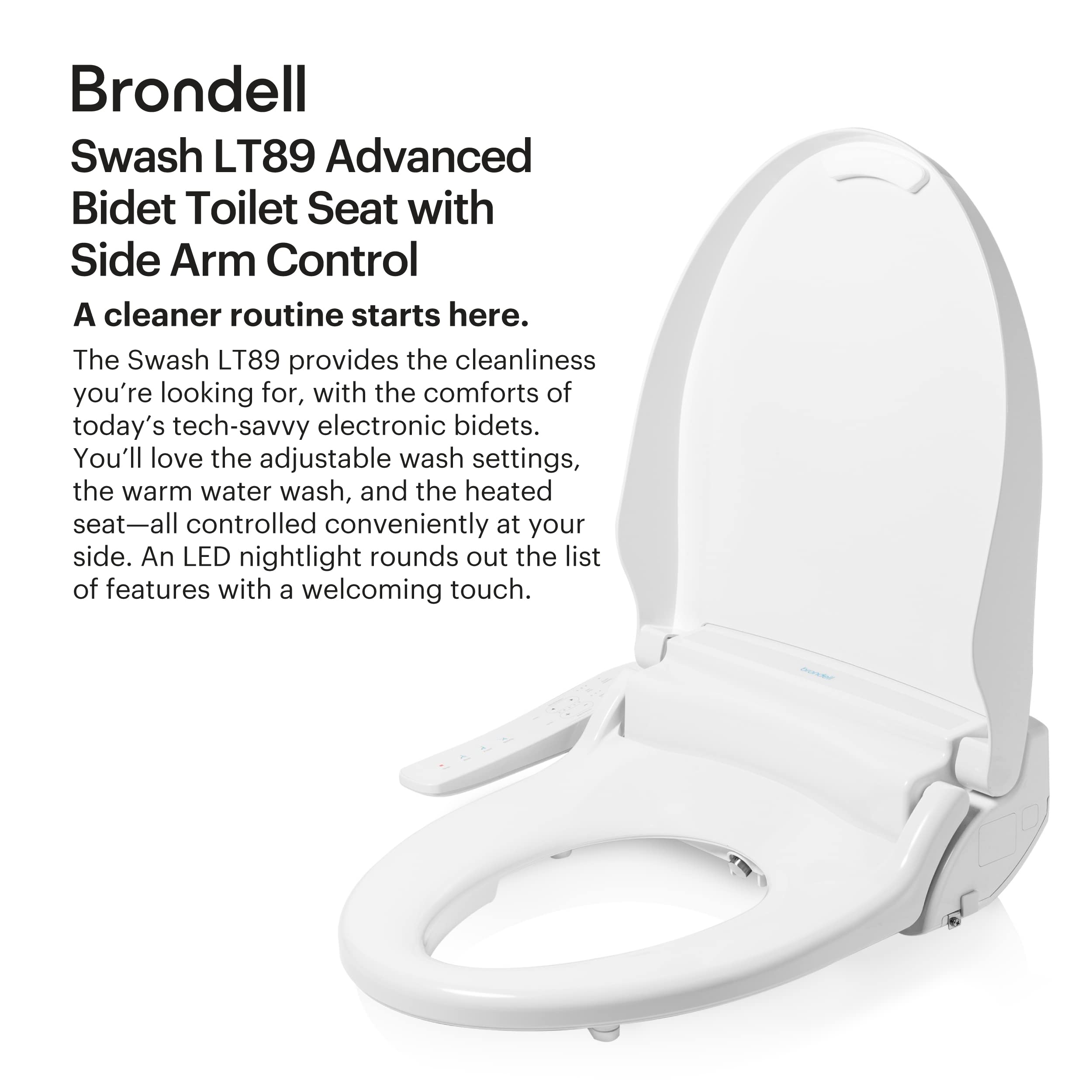Brondell LT89 soft wash mode gentle cleansing option