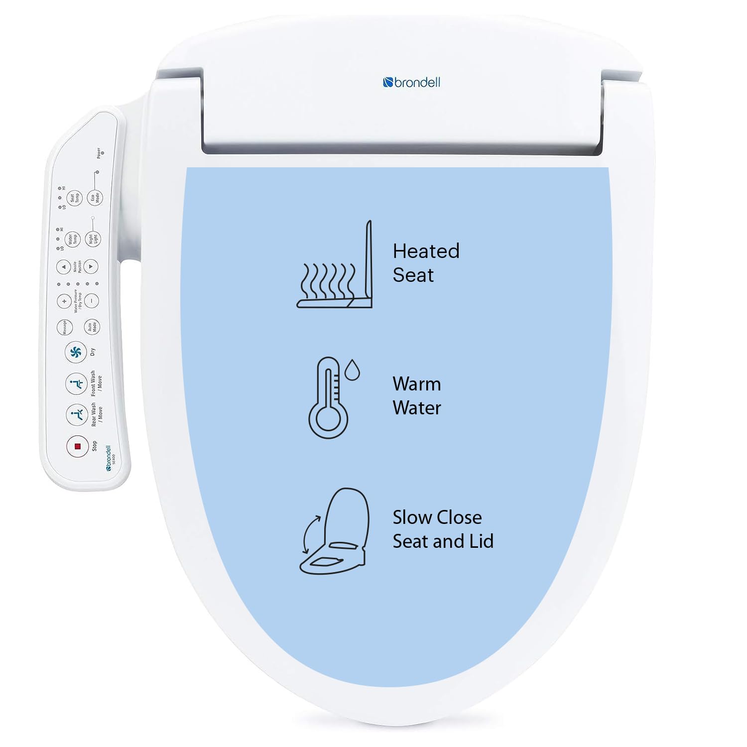 Brondell SE400 electric bidet seat heats for comfortable, all-day warmth.