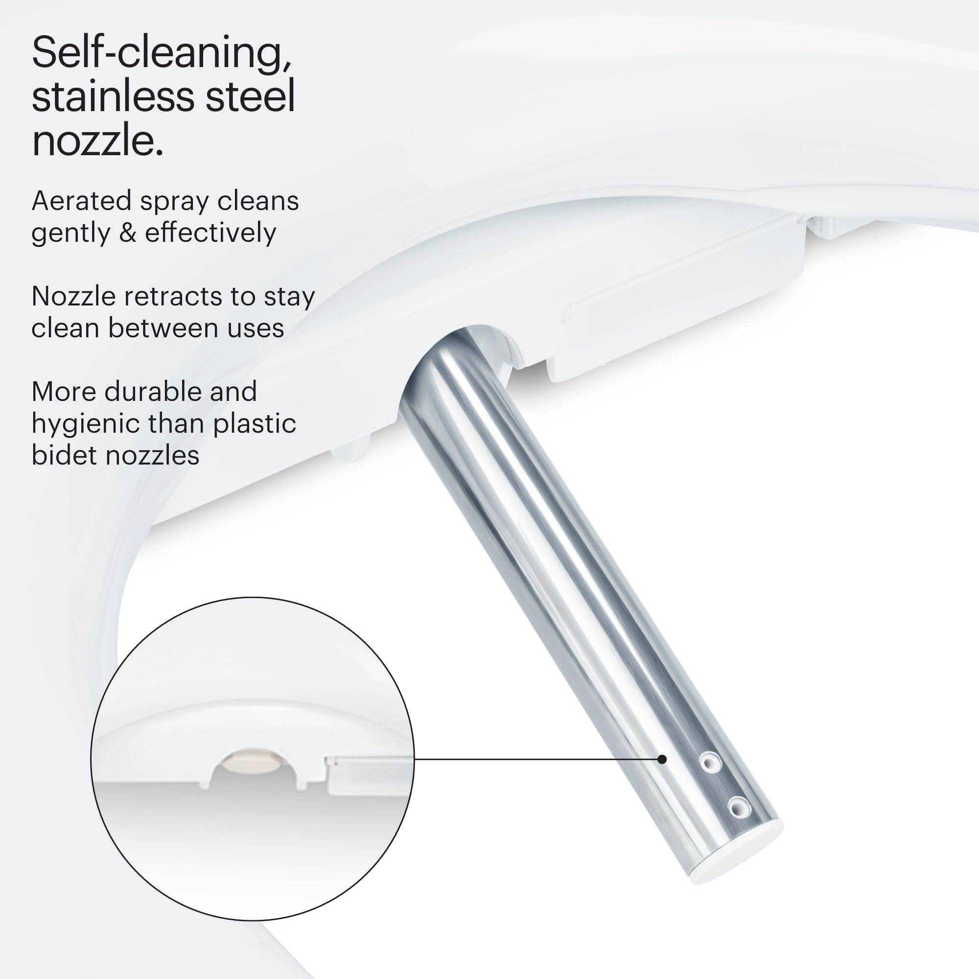 Brondell SE400 soft-close lid for quiet, gentle closing.