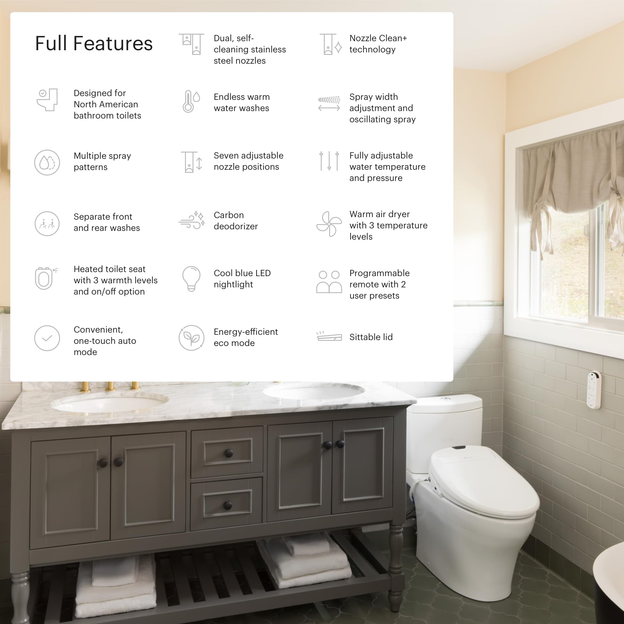 Brondell Swash 1400 remote control: convenient wash settings at your fingertips