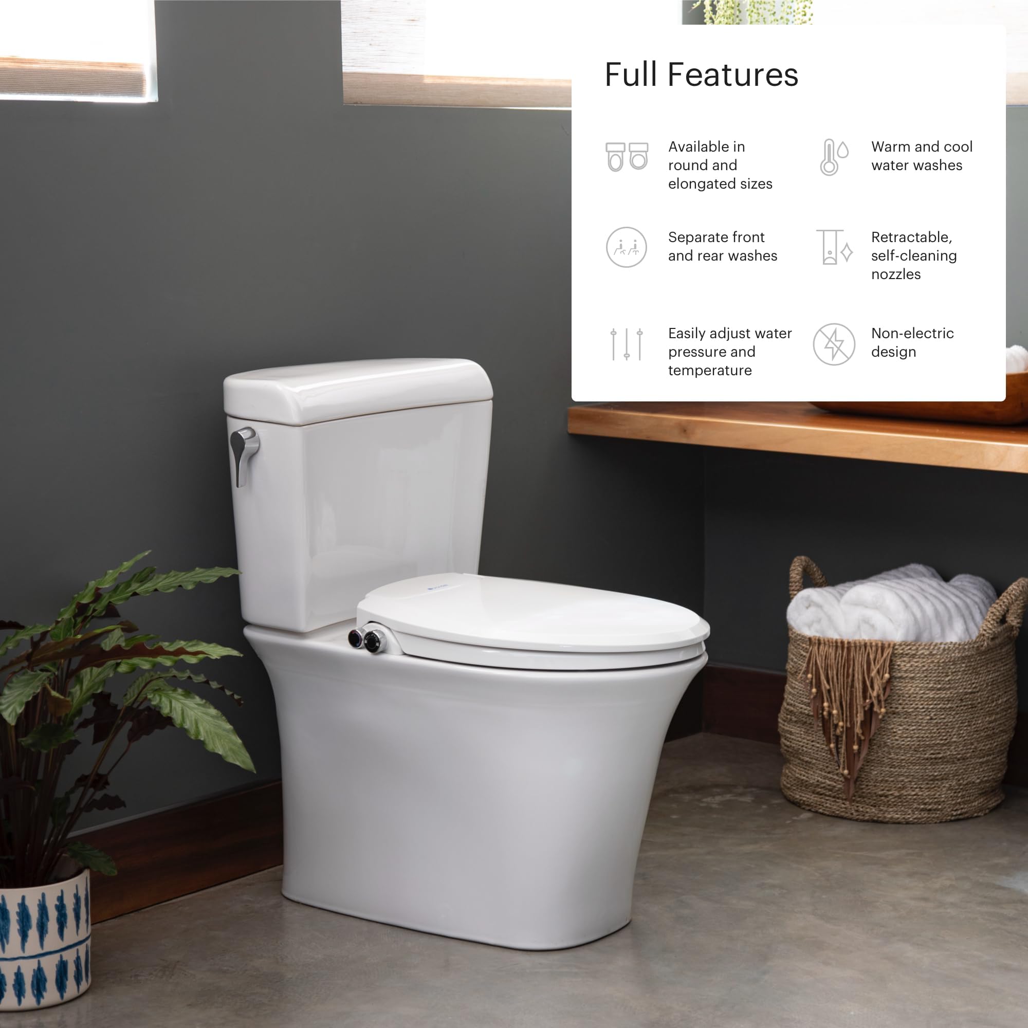 Brondell Swash EcoSet 102 warm water option adds comfort during cleansing