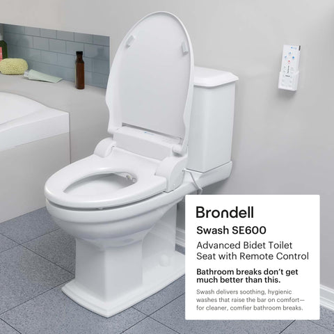 Brondell Swash SE600 remote control showing wash settings for customization.