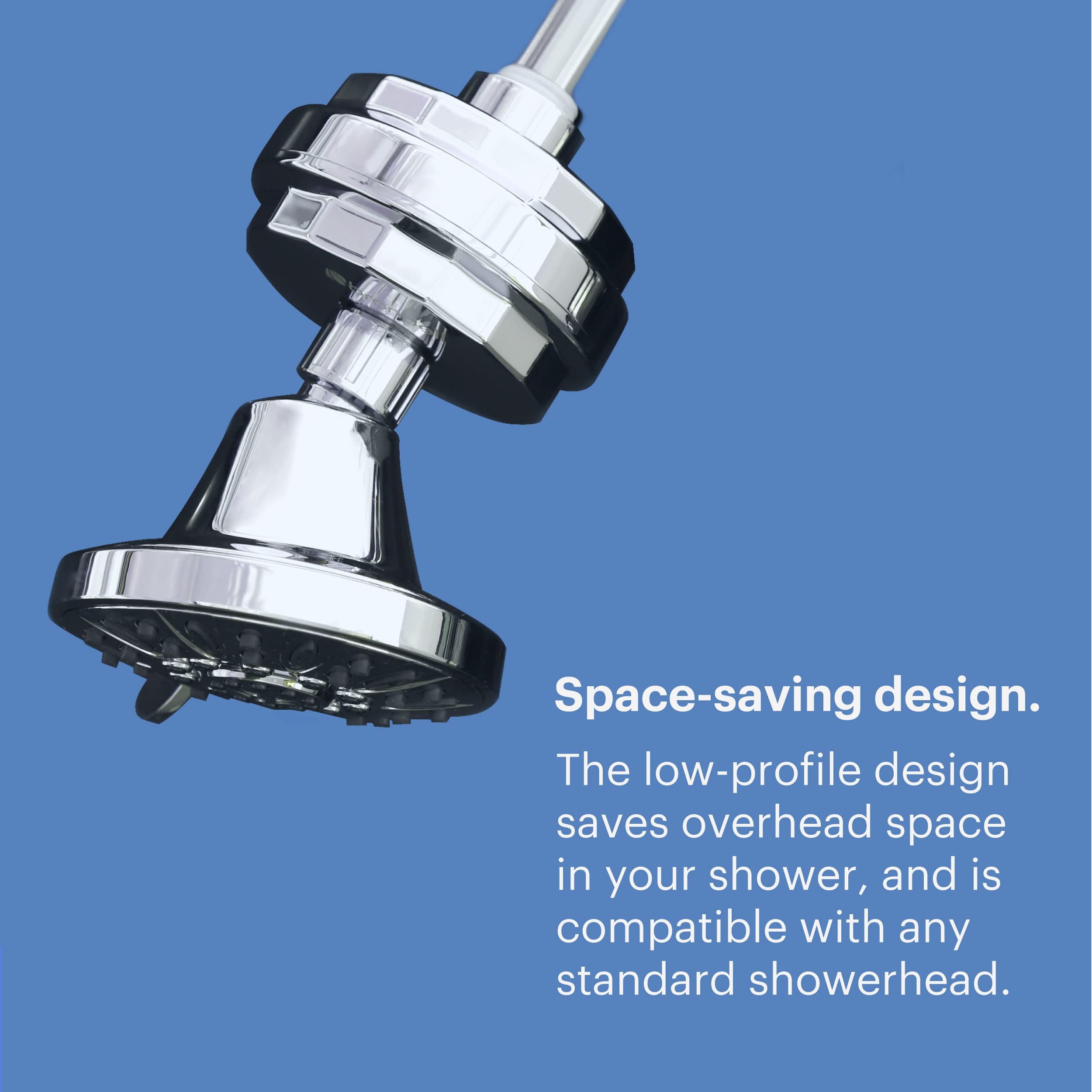 VivaSpring in shower demonstrating water flow and filtration