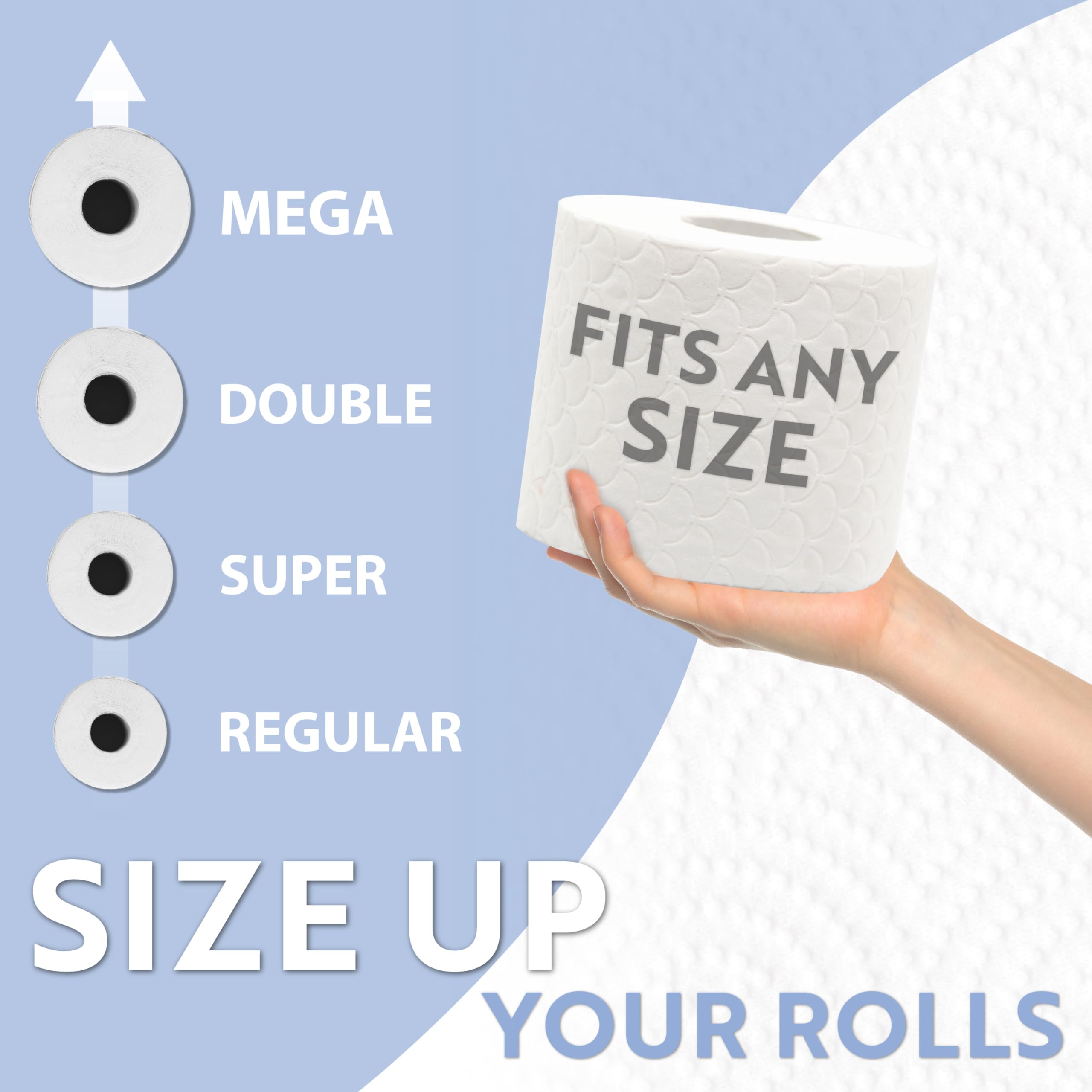 Brookstone black toilet paper holder mega-roll capacity reduces refills