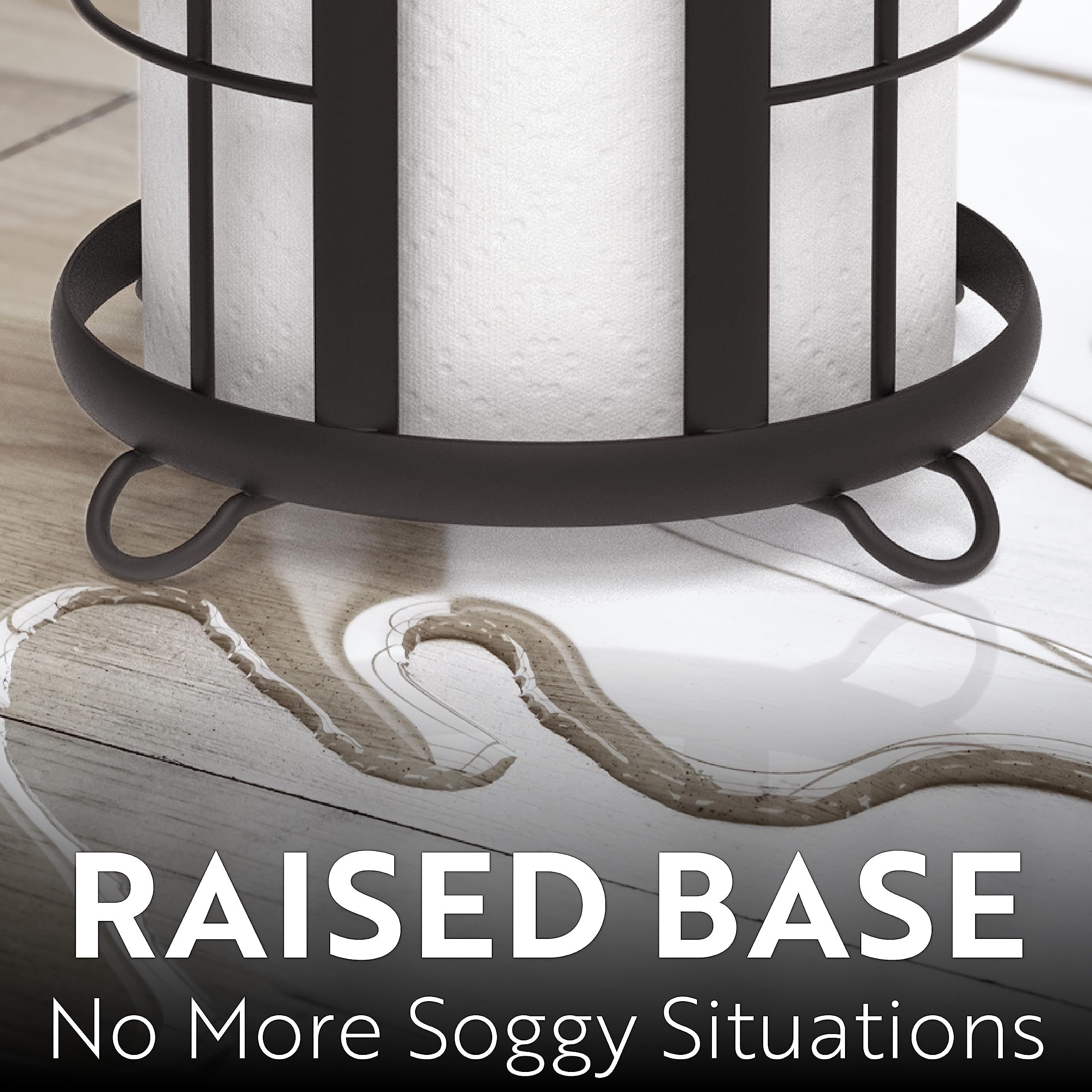 Brookstone black toilet paper holder open top design for easy reloads