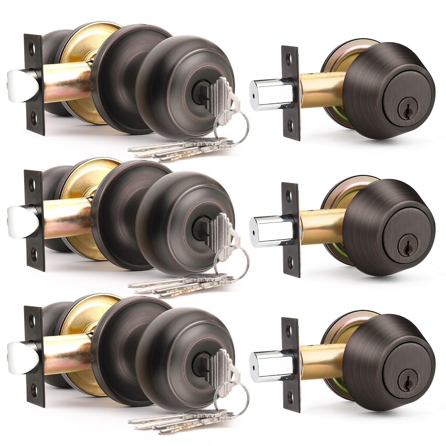 Brotima keyed-alike front door knob bundled for easy, shared access.
