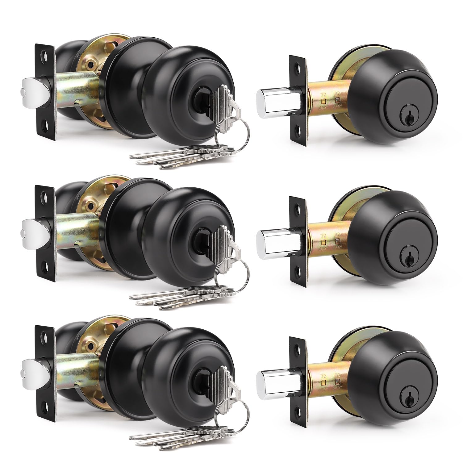 Brotima 3-pack keyed-alike lockset for front door, simplifies access across rooms