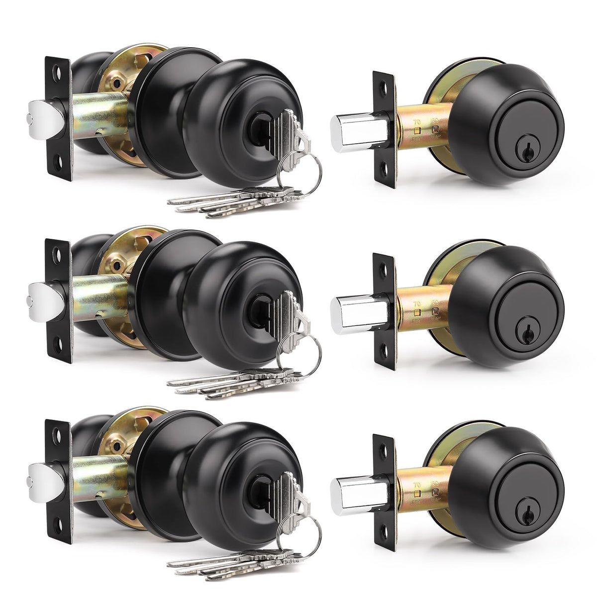 Brotima 3-pack keyed-alike lockset for front door, simplifies access across rooms