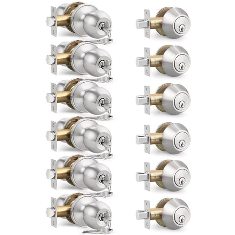 Brotima keyed entry knob and deadbolt in satin nickel for secure home entry