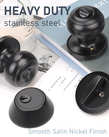 Brotima matte black front door lockset offers stylish durability.