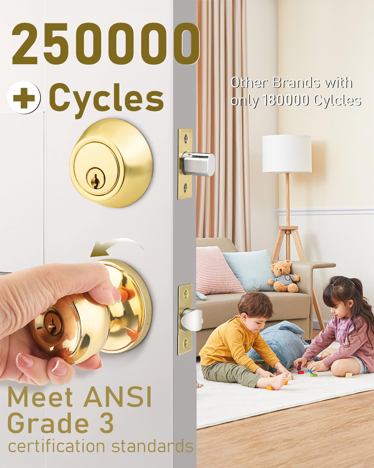 Brotima polished brass lockset exterior enhances curb appeal and durable security.