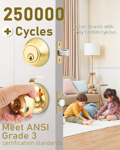 Brotima polished brass lockset exterior enhances curb appeal and durable security.