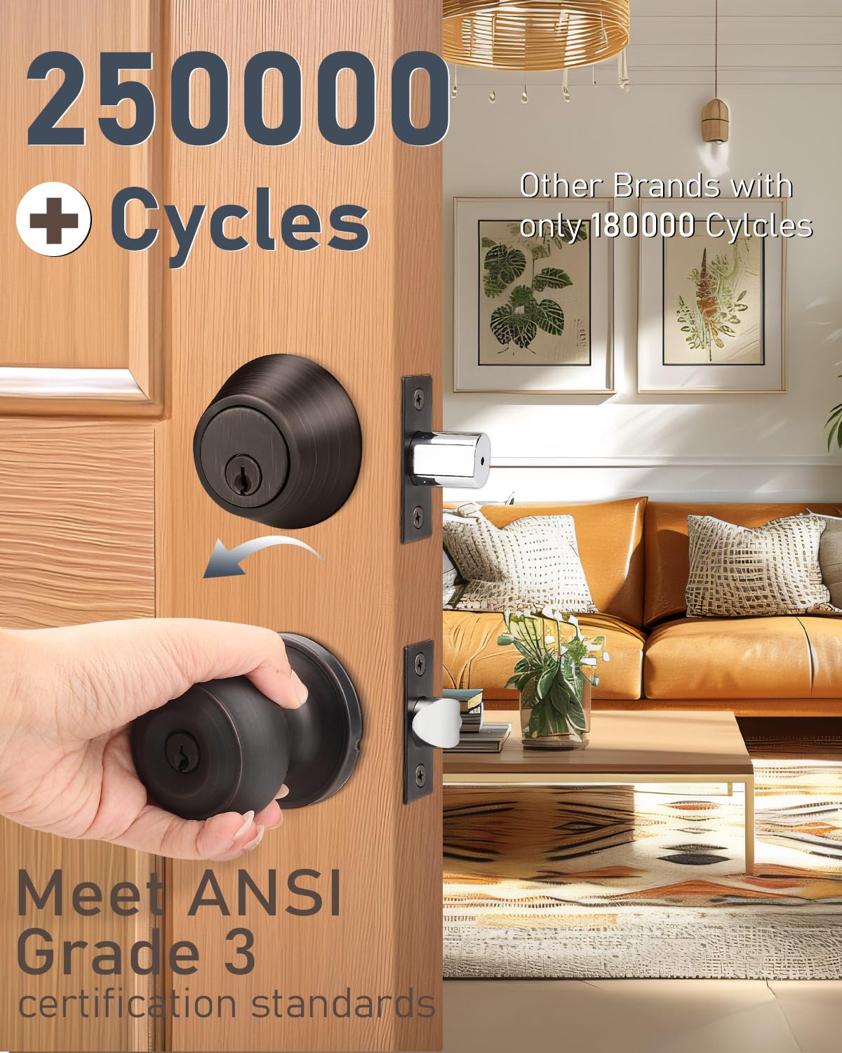 Brotima single cylinder deadbolt provides exterior door security.