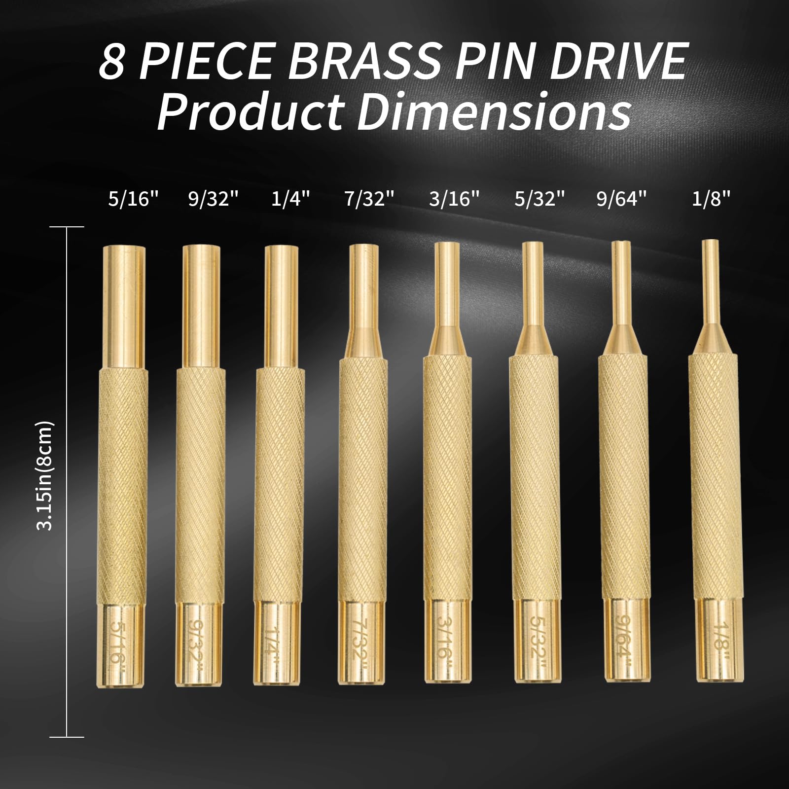 BRSUNAVOM brass pin drive punches organized in a red pouch for easy bench storage