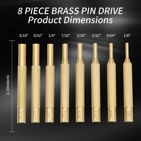 BRSUNAVOM brass pin drive punches organized in a red pouch for easy bench storage