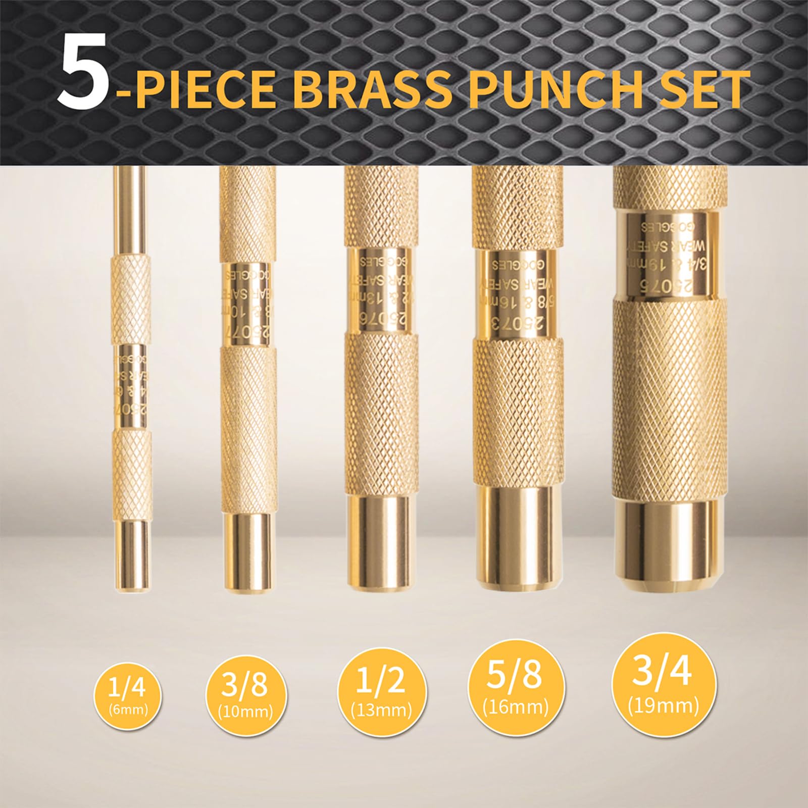 BRSUNAVOM brass punch set 3/8 inch for steady alignment without surface damage.