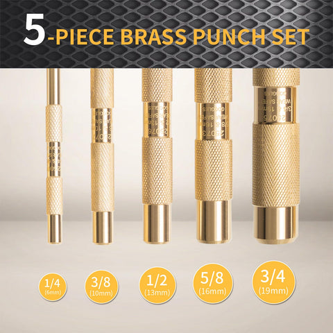 BRSUNAVOM brass punch set 3/8 inch for steady alignment without surface damage.
