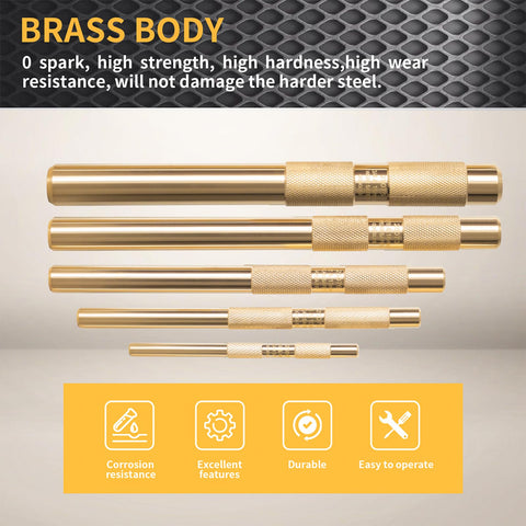 BRSUNAVOM brass punch set 5/8 inch for robust driving with low surface marking.