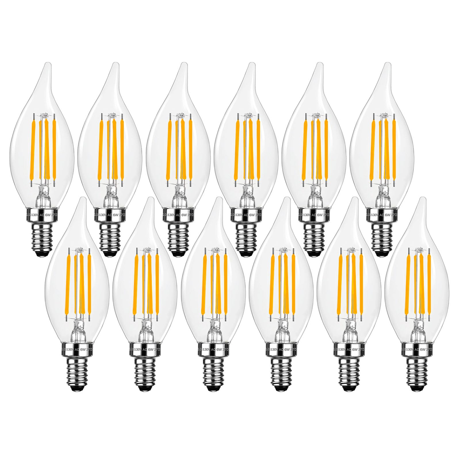 Brtstiun E12 flame-tip clear bulb for dimmable chandelier ambiance