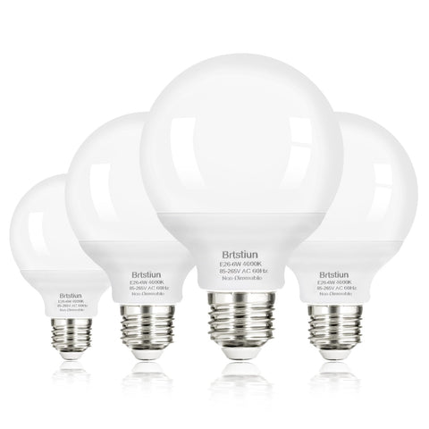 Brtstiun G25 LED globe bulb for vanity provides crisp cool white light for makeup tasks