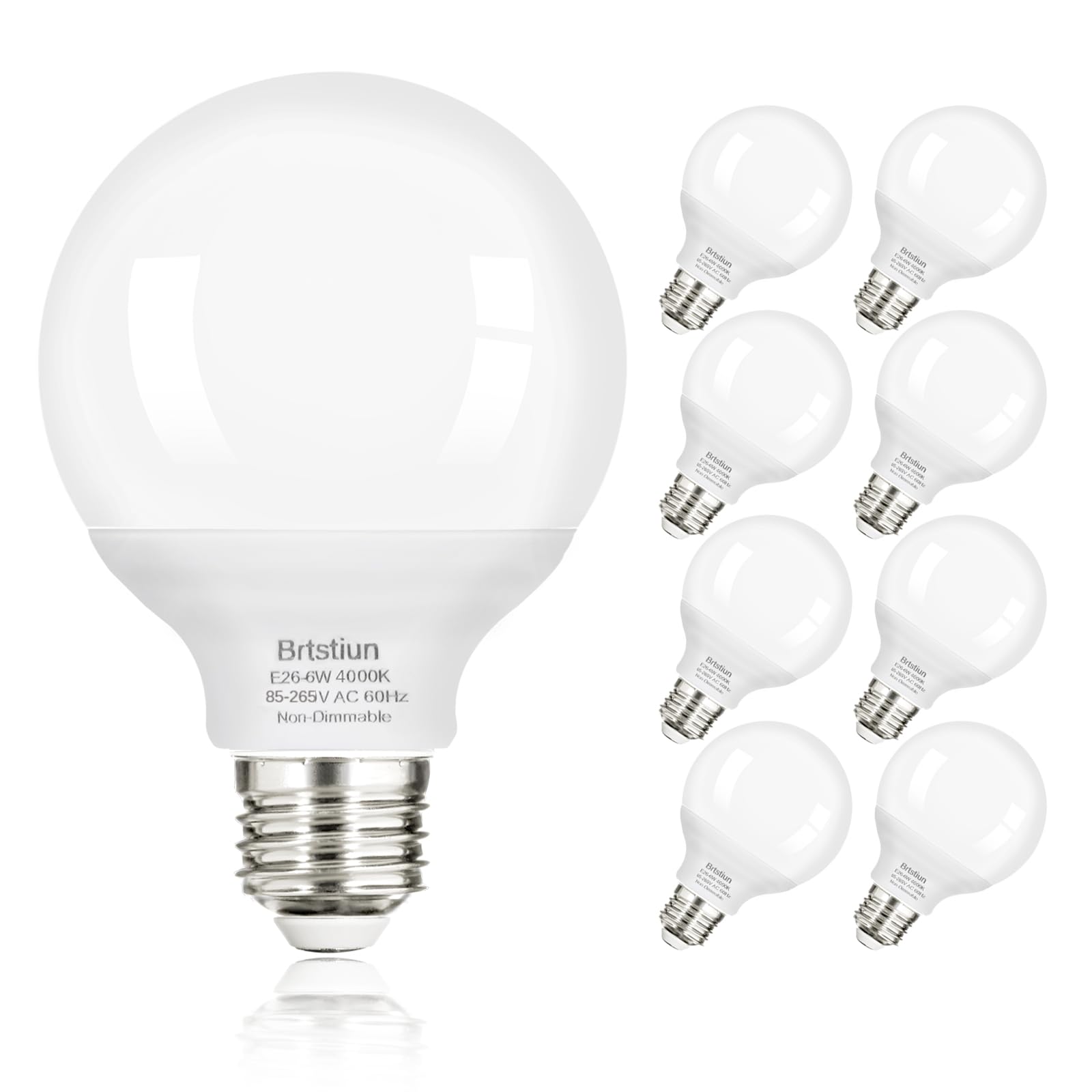 Brtstiun G25 LED vanity bulb with globe shape for energy-efficient bathroom lighting.