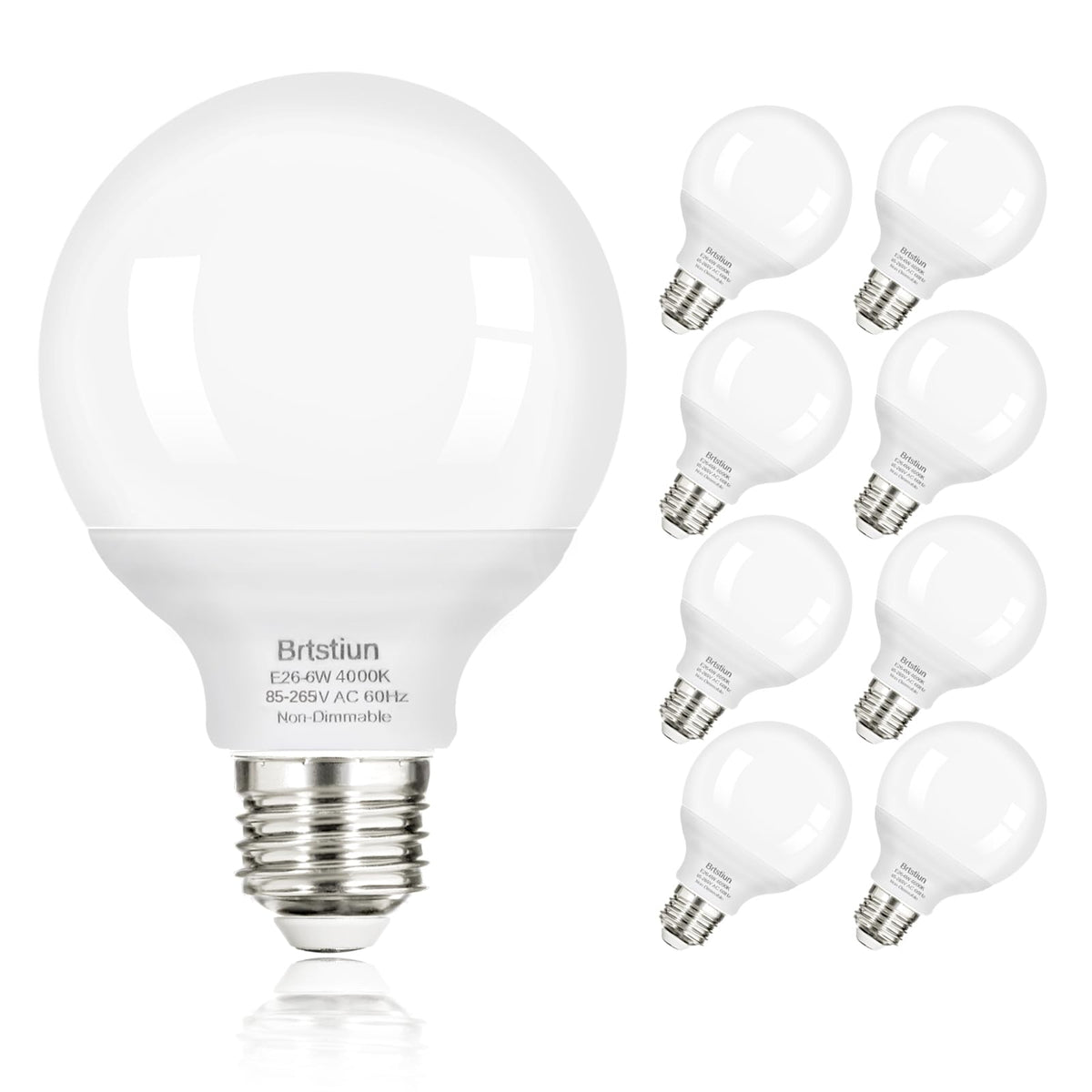 Brtstiun G25 LED vanity bulb with globe shape for energy-efficient bathroom lighting.
