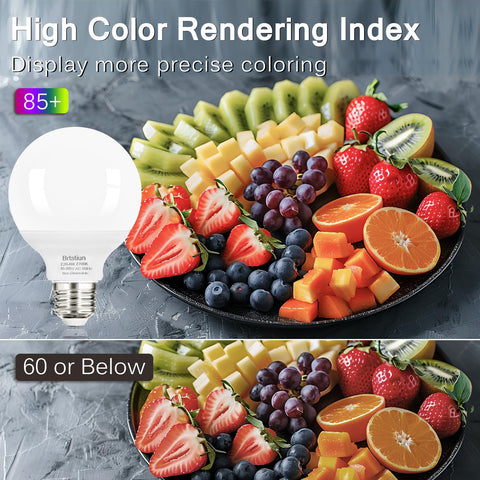 Flicker-free Brtstiun G25 bulb reduces eye strain in bathrooms and living spaces.
