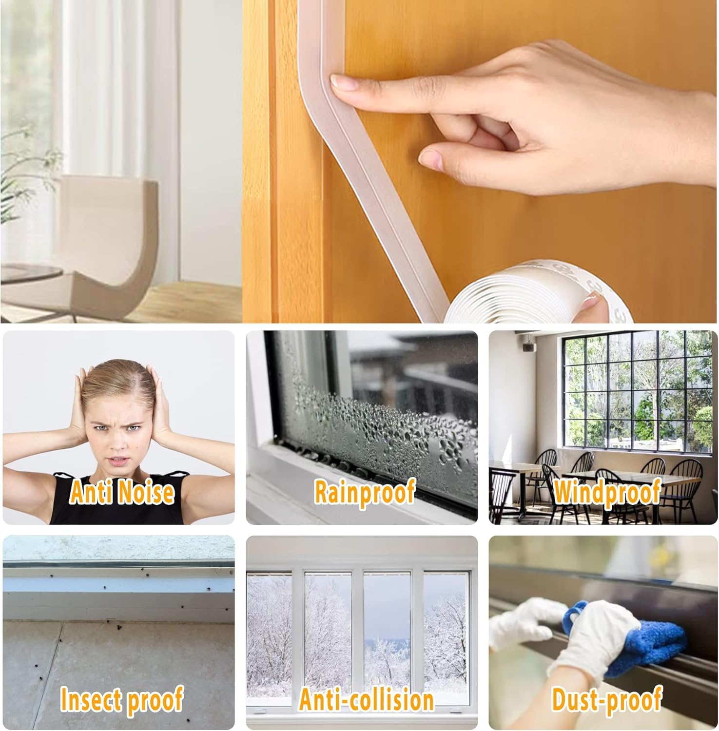 Bruiefpap Self-adhesive silicone draft stopper adheres firmly for lasting draft protection.