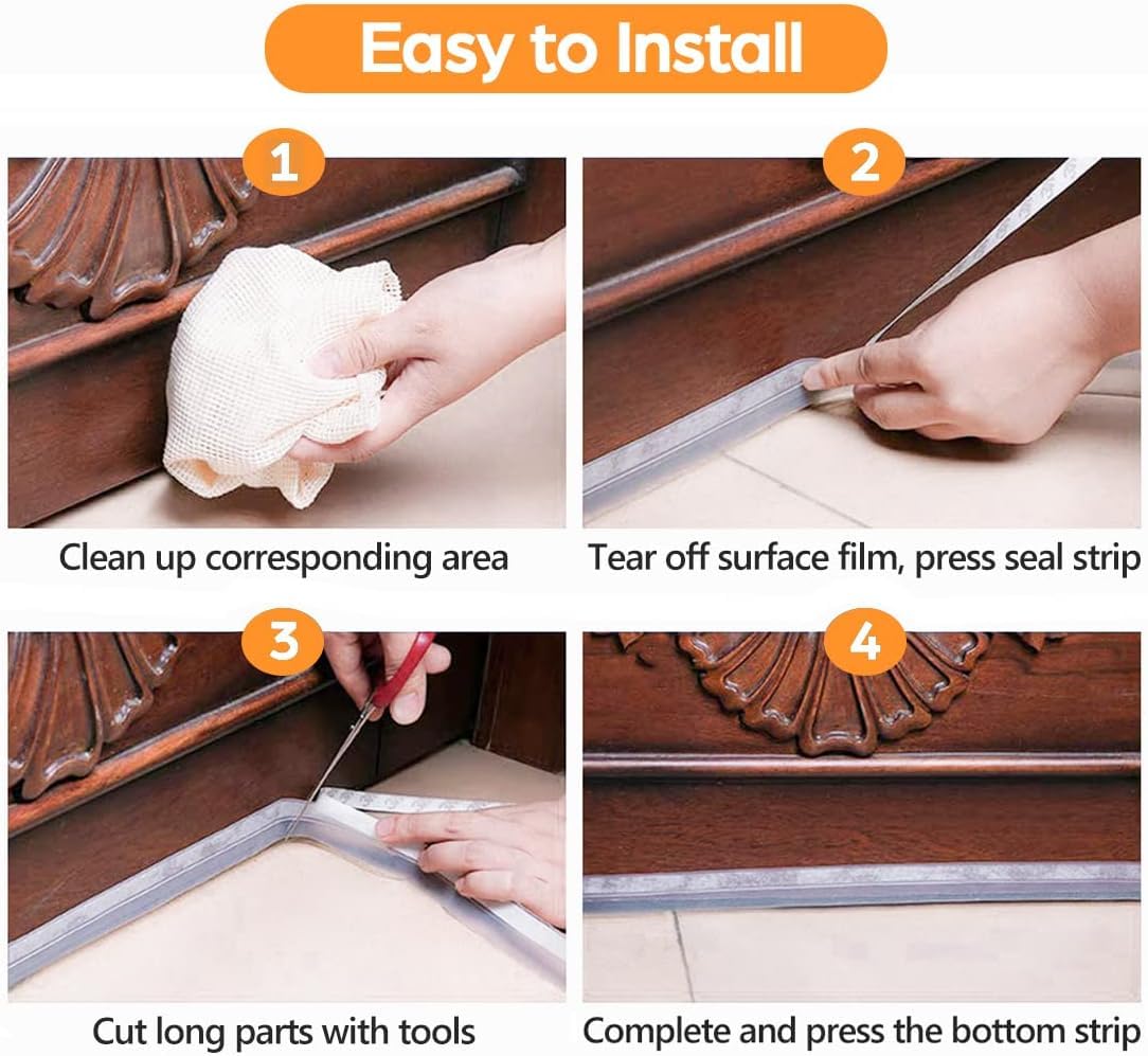 Bruiefpap transparent bottom seal for shower doors reduces noise and dust