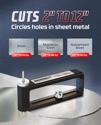 BRUNNWEST circle cutter with inch-centimeter scale for precise diameter choices