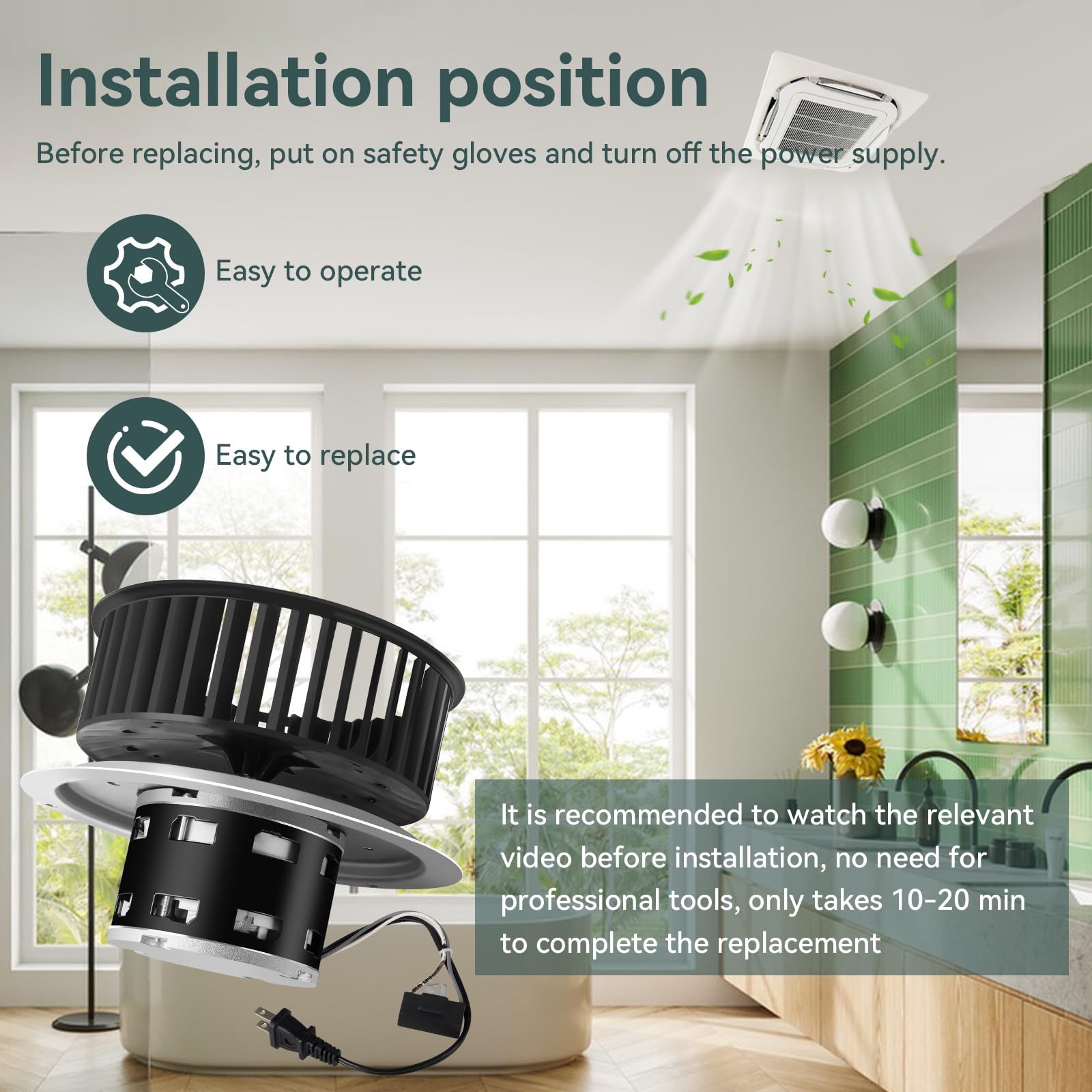 Brvclon 1550 rpm motor provides strong airflow for quick moisture removal