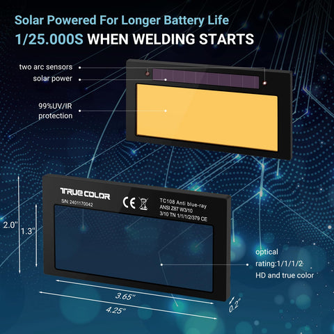 Brvclon Shade 10 auto-darkening transition provides seamless eye protection during welding.